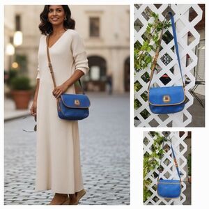 Blue Leather Crossbody Bag